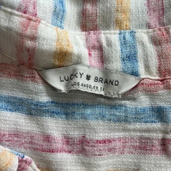 Lucky Brand Pastel Pin Stripe Open Tie Back Shirt Small - Picture 3 of 6